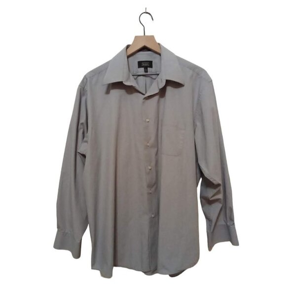 HAGGAR Gray Men's Long Sleeve Button Down Dress Shirt Sz XL - Picture 1 of 6